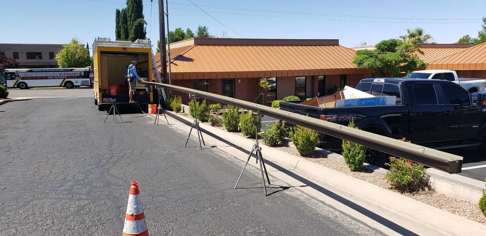 Seamless rain gutter run rolled on site from a gutter machine in Southern Utah